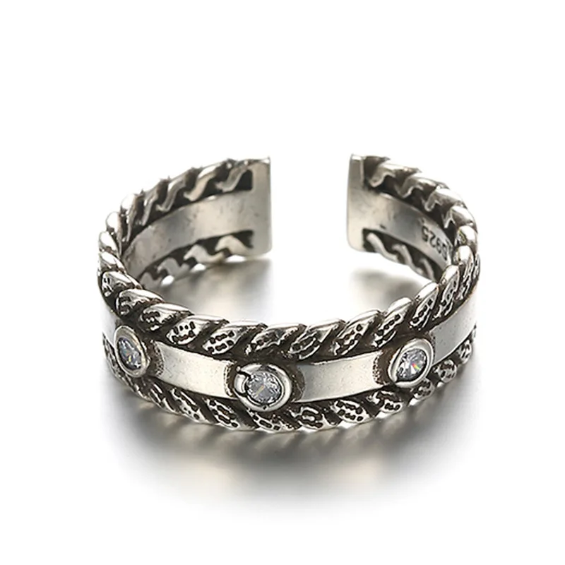 

Тайские серебряные со стразами кольцо для женщин винтажное темпераментное корейское дамское римское ручное аксессуары для пальцев женски...