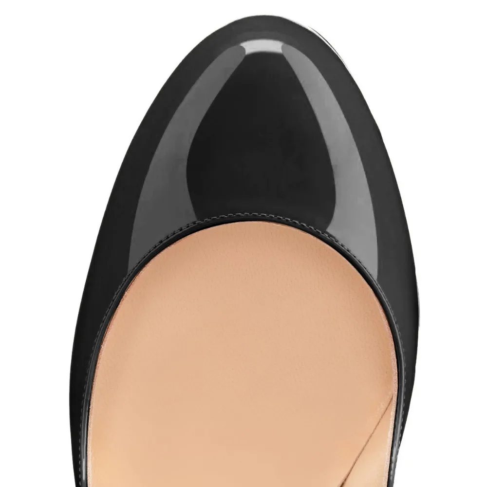 

Aiyoway Round Toe High Thin Heel Pumps Ladies Women Patent Leather Nude Red Black Slip-on Autumn Spring Work Party Shoes