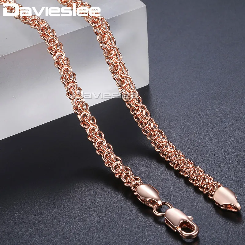 Женское Ожерелье Davieslee 6 мм с широкой вертлюжной цепочкой розовое золото GF