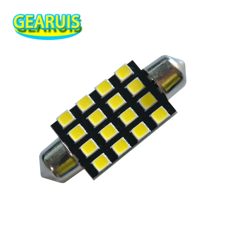 10 шт. C5W Festoon Canbus 16 SMD 2835 Светодиодный 120MA без ошибок 31 мм 36 39 41 16SMD светильник для