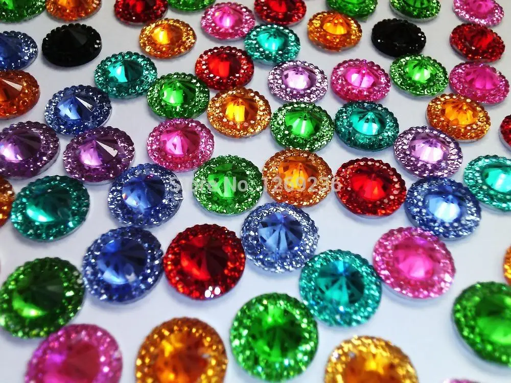 Разноцветные ослепительные круглые стразы из смолы 12 мм аксессуары для шитья 200