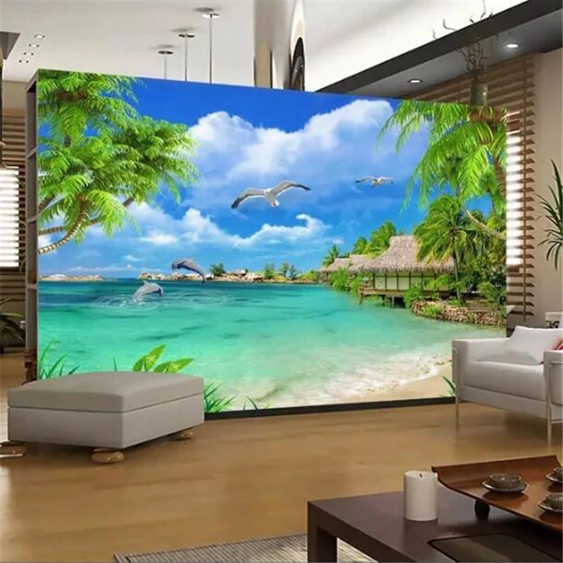 3D обои на заказ wellyu стерео фотообои с HD изображением кокосового дерева ландшафта