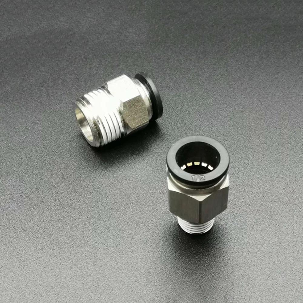 

M5 M6 1/8" 1/4" 3/8" 1/2" BSPT Male x Fit 5/32" to 1/2" OD Tube Pneumatic Air Fittings Push In Fit Connector
