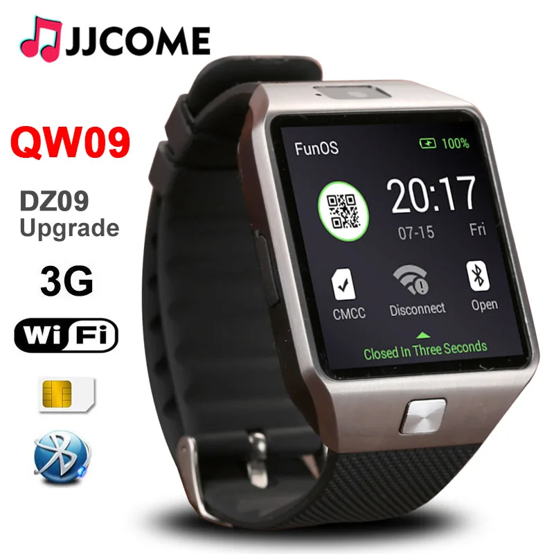 Оригинальный 3g wifi QW09 Bluetooth Смарт браслет для мужчин SIM карта фитнес 4 ГБ/512 Мб часы