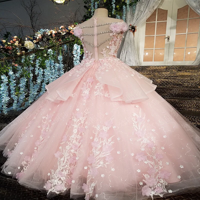 Пышные розовые платья для Quinceanera 2019 милое платье с бисером милые бальные 16 лет на