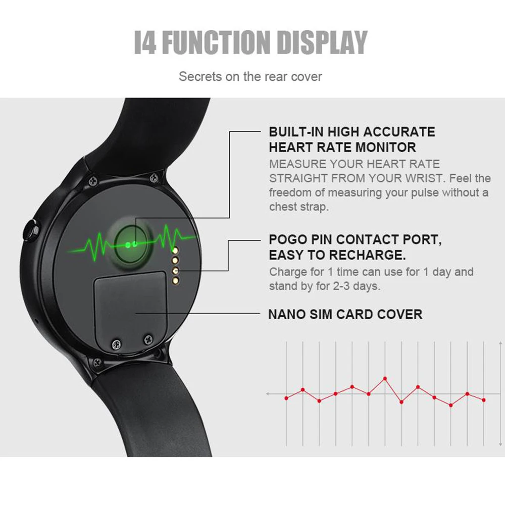 I4 плюс Смарт часы Android OS 5 1 г Оперативная память 16 Встроенная gps навигации Bluetooth