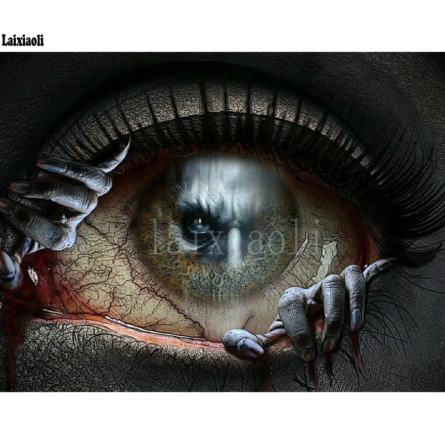 Home Decorative Diy Diamond Painting devil eye skull Cross Stitch Horror Halloween Needlework Full Square 5D Embroidery | Дом и сад