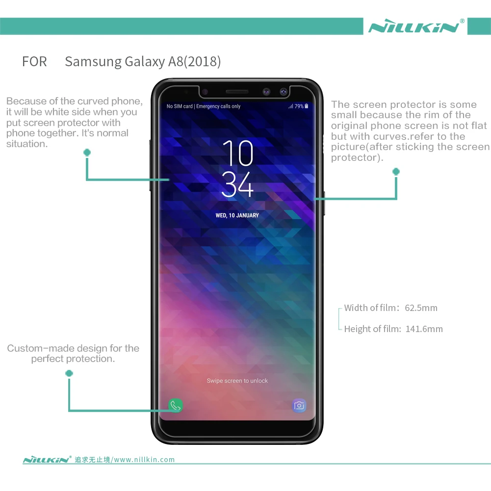 Защитная пленка Nillkin для Samsung Galaxy A8 2018 прозрачная/матовая (не стекло) экрана |
