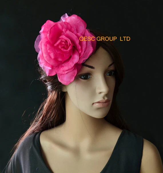 Ярко розовый 15 см Шелковый в форме цветка для волос аксессуар ручной работы
