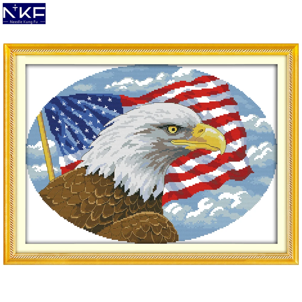 

NKF Bald Eagle Animal Pattern Handmade Craft Needlework Cross Stitch Embroidery Kit Cross Stitch for Home Decor
