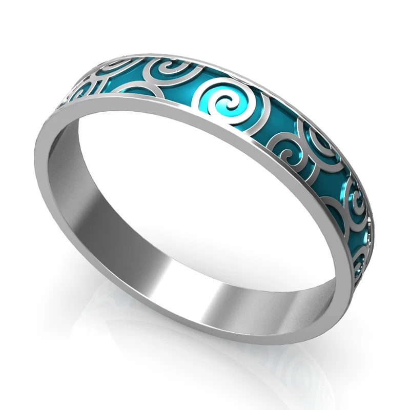 Cyan Inner Ring Floya комбинированное кольцо, медные внутренние кольца, Femme Argent, 4 мм, ширина, сменные,, пара, ремешок, вставка, база, аксессуары - Цвет основного камня: Cyan Inner Ring