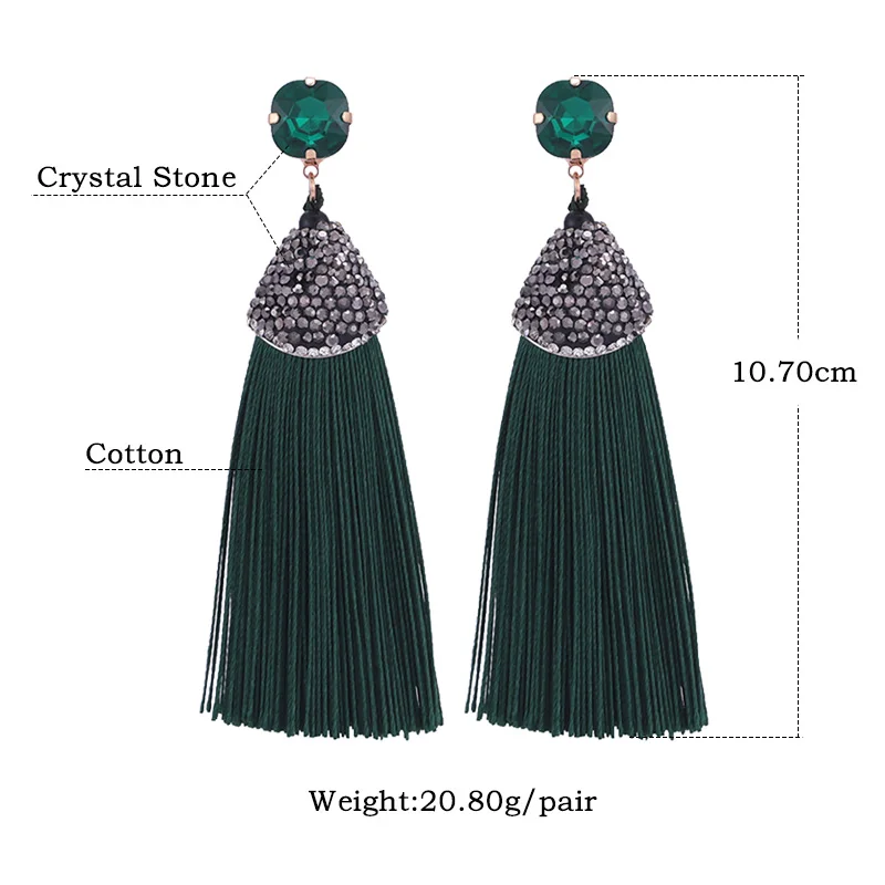 

Sehuoran Crystal Stone Drop Earrings For Woman Long Tassel Earrings Boho Statement Earrings Aretes Brincos Oorbellen Brand Ear