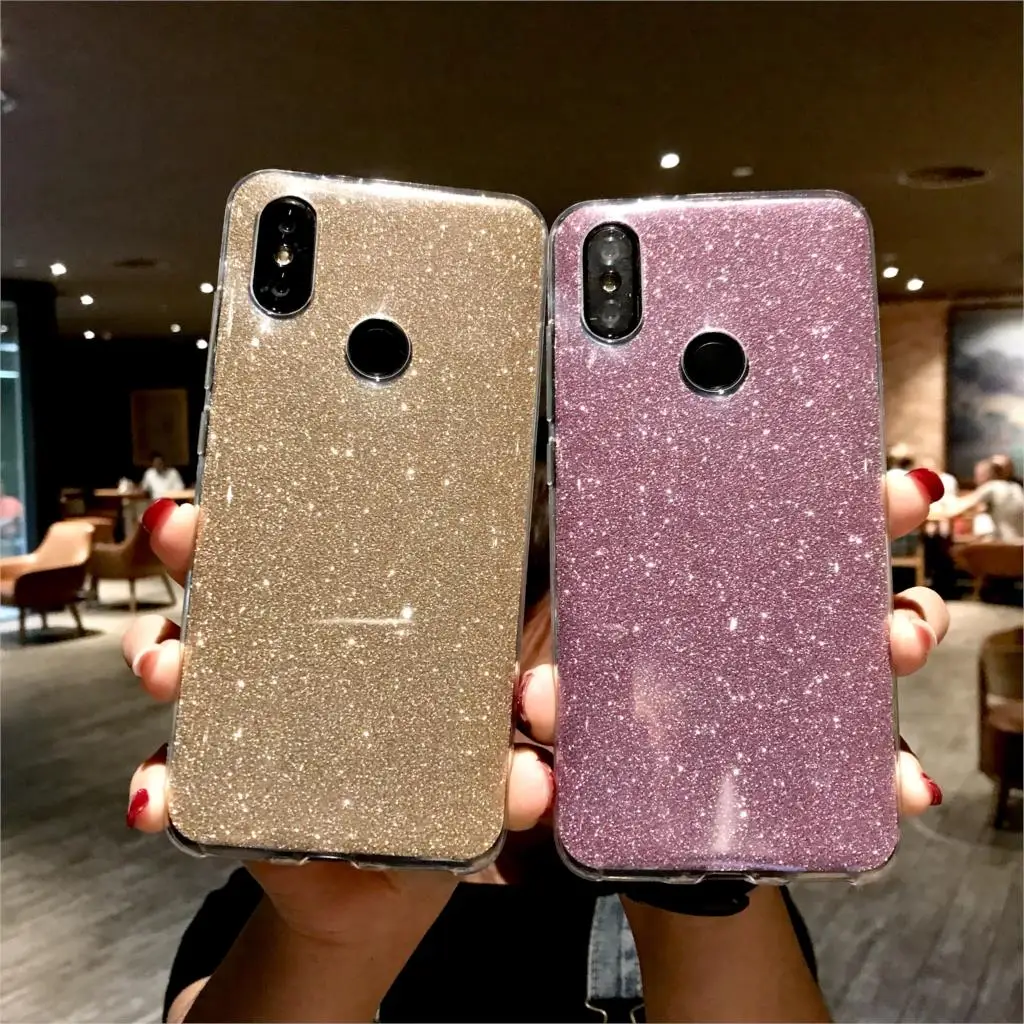Glitter 2 in 1 TPU Silicone Case ON For XiaoMi RedMi 6 Pro 6A 5 5A 4A 3S Note 3 4 4X Plus iphone XS MAX XR X 6s 7 8 Cover |