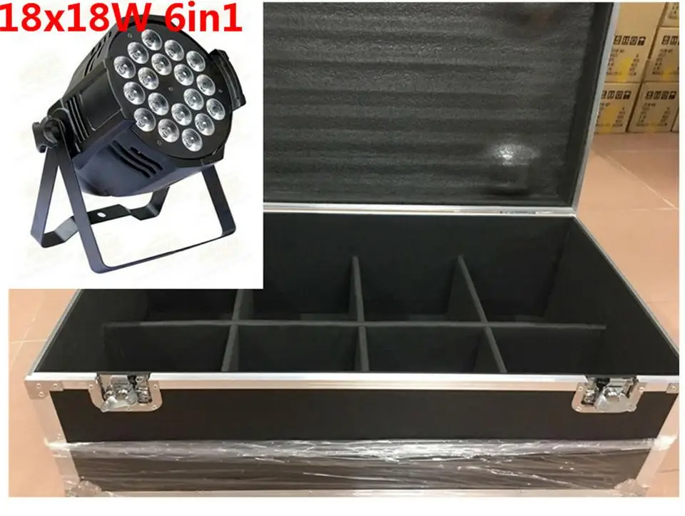 8 unids 18x18 w led par luces con 1 кейс для полетов uv 6in1 rgbwa luz | Лампы и освещение