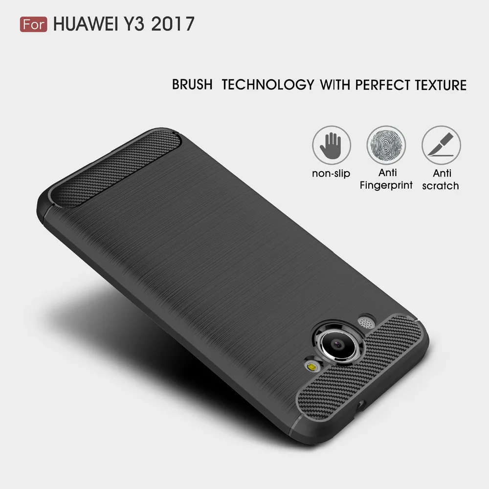 Чехол для Huawei Y3 2017 противоударный матовый Мягкий Силиконовый ТПУ чехол-бампер