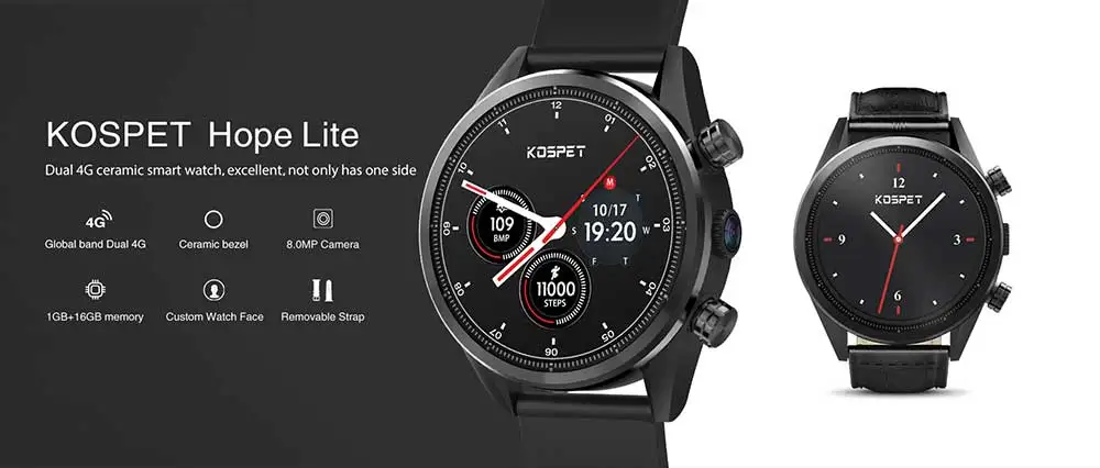 Kospet Hope Lite 4G Smartwatch телефон 1,39 дюймов Android 7,1 MTK6739 четырехъядерный 1,25 ГГц 1 Гб ОЗУ 16 Гб ПЗУ IP67 Водонепроницаемый 620 мАч