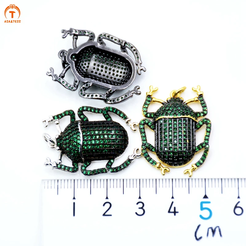 Gold Black Silver Color beetle pendant Micro Pave CZ Colorful Cubic Zirconia Insect charms bug jewelry for necklace making | Украшения и