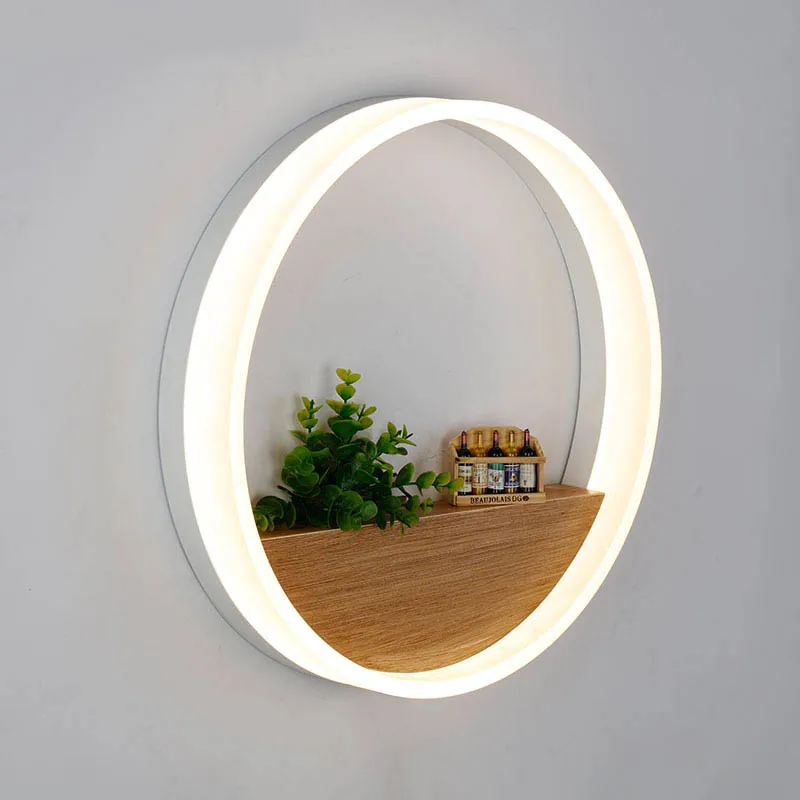 220V Simple creative LED living room study bedroom bedside lamp Decoration corridor aisle personalized ring decorative wall lamp