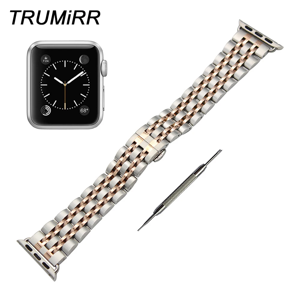 Ремешок из нержавеющей стали для наручных часов iWatch Apple Watch 38 мм 42 браслет с