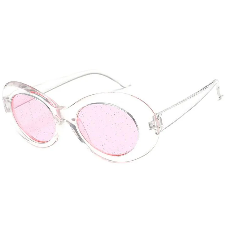 white frame pink Модные, крутые, уникальные, ослепительные линзы, Овальные, стильные солнцезащитные очки для женщин и мужчин, вечерние, брендовые, Sesign, солнцезащитные очки Oculos De Sol - Цвет линз: white frame pink