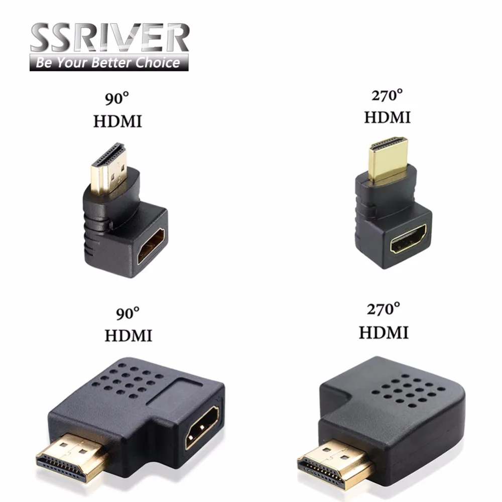 Ssriver Переходник HDMI штырь-гнездо конвертер extender 90 градусов углом обзора 270 угол для