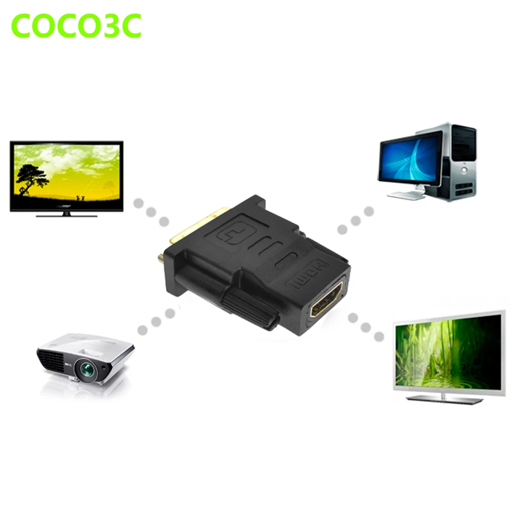 Кабель адаптер DVI 24 + 1 Pin штекер HDMI позолоченный женский порт AV монитор 10 2 Гбит/с|pin