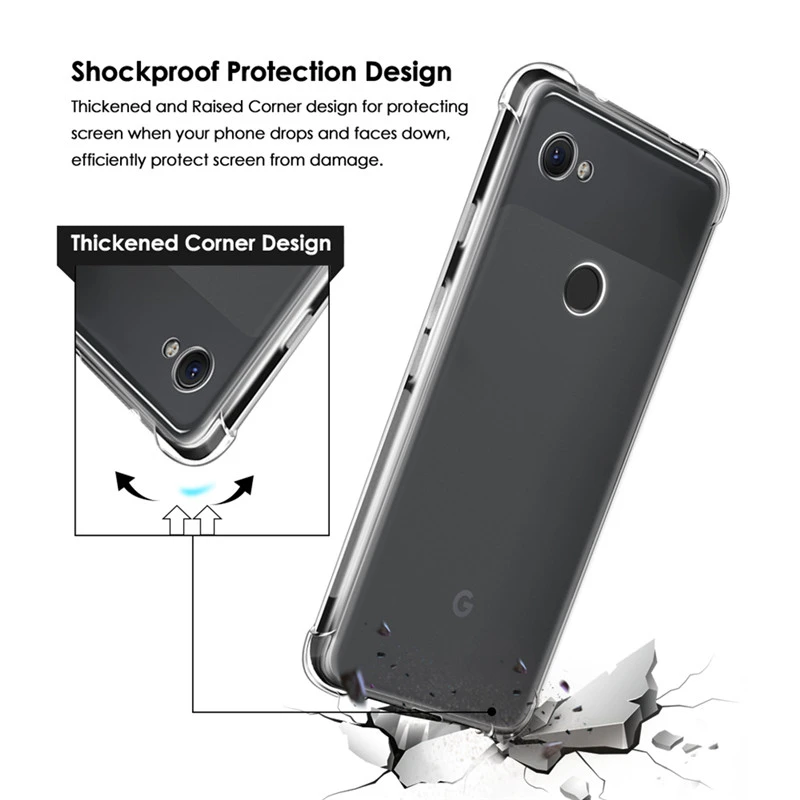 4 Защита углов амортизация Кристалл Мягкий ТПУ бампер чехол для Google Pixel 3a 3 2 XL Lite 3XL
