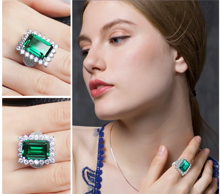 Jewelrypalace прямоугольник 6ct создана изумрудов 100% реальные 925 стерлингового серебра