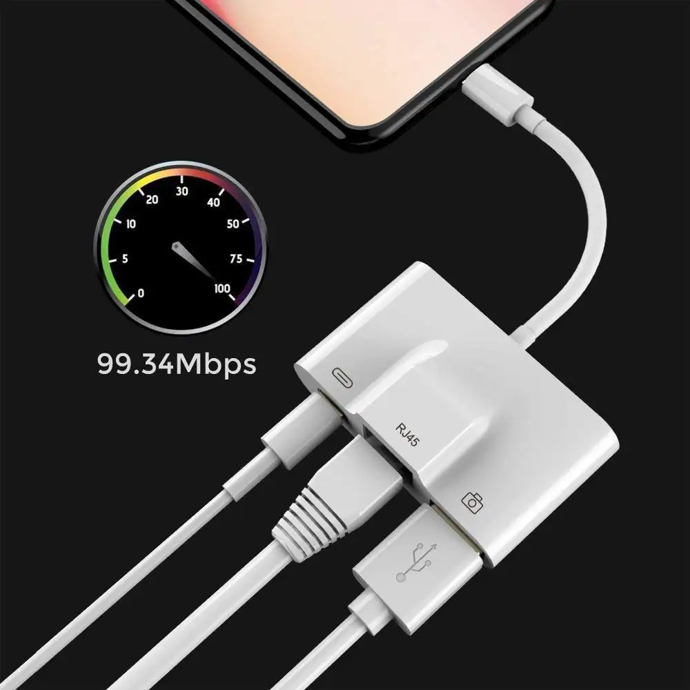 Переходник с Lightning на RJ45 Ethernet LAN для проводной сети USB 3 0 OTG Устройство чтения
