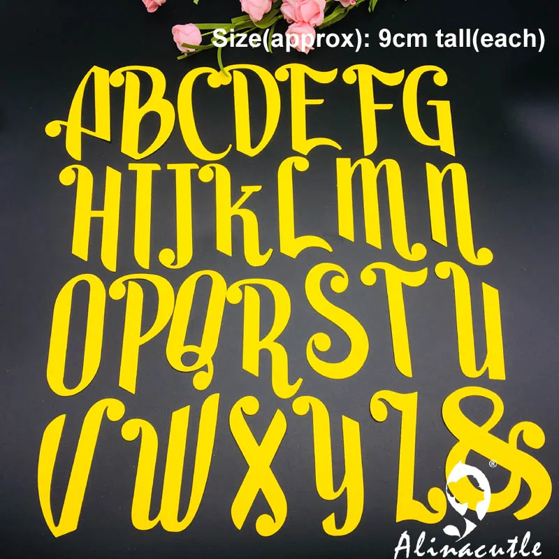 Высечки металла высечки Мега 9 см высокие шрифты Алфавит Alinacraft Скрап Бумага