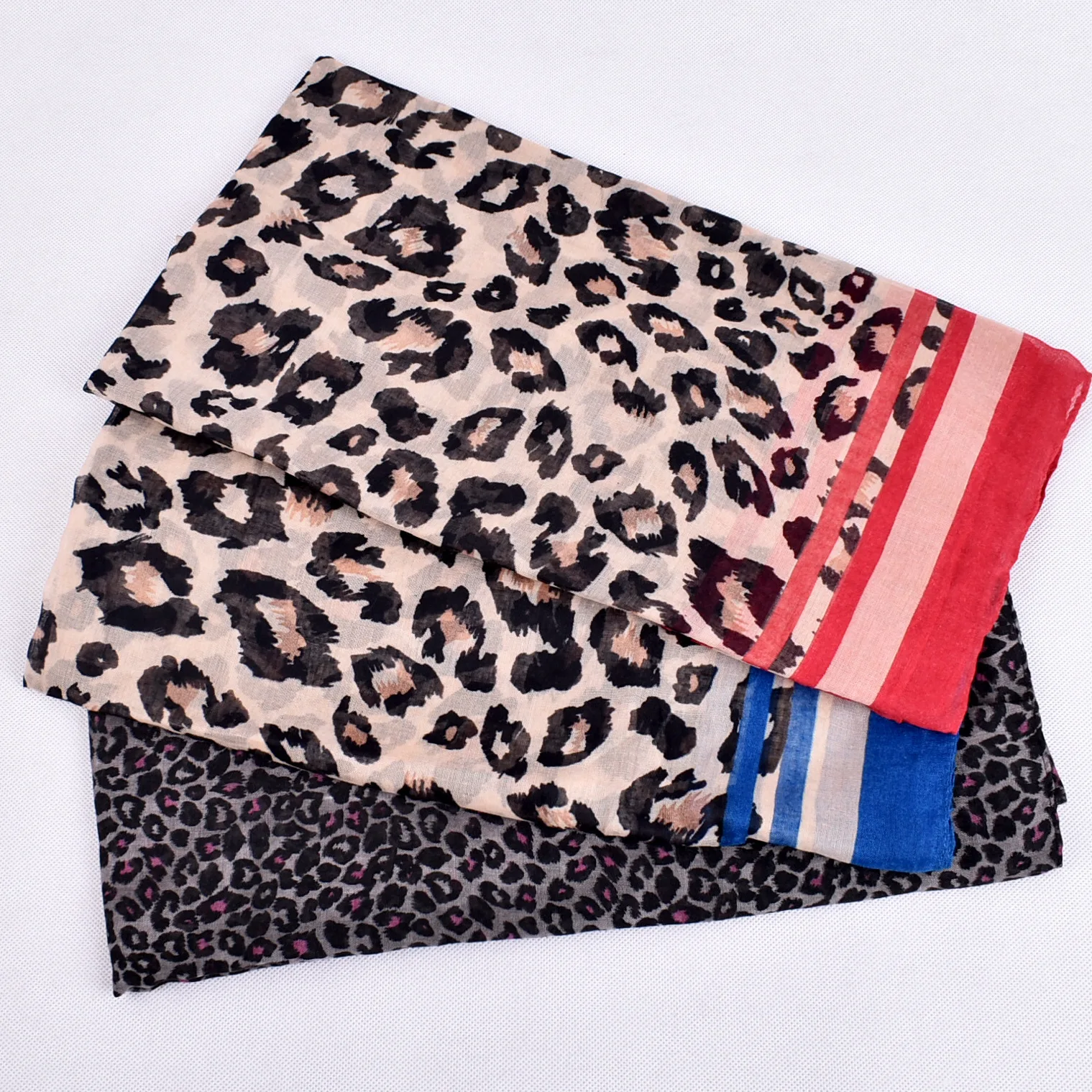 Модный женский длинный шарф с леопардовым принтом из хлопка и полиэстера - купить