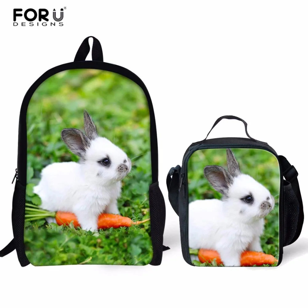 

Комплект школьных сумок FORUDESIGNS для девочек-подростков, Сумка с милым кроликом для учеников средней школы, детский дорожный рюкзак для книг, 2...