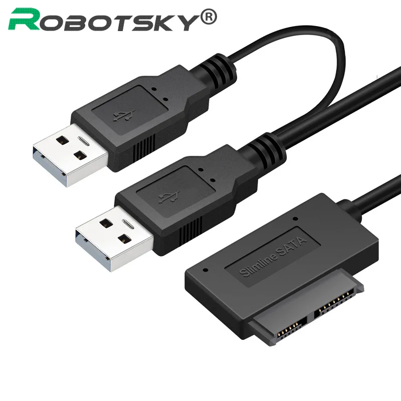 USB2.0 SATA 6 + 7 13Pin Slimline тонкий кабель с внешним Питание для ноутбука CD ROM DVD странно