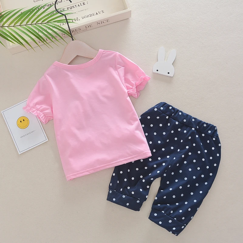 Комплект одежды для маленьких девочек Новинка лета 2019 хлопковая футболка в