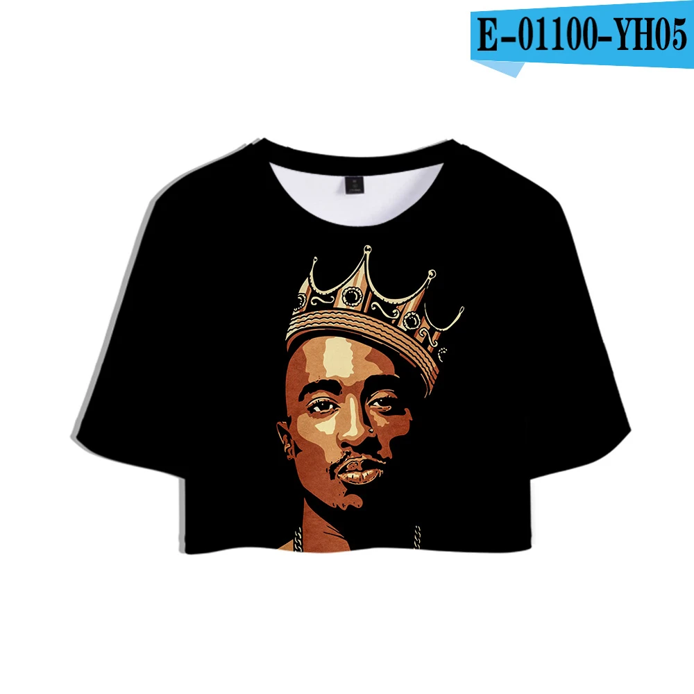picture color 2Pac Tupac Amaru Shakur 3D принт Midriff-baring футболка женская летняя сексуальные повседневные вещи Harajuku короткий рукав Футболка Горячая Распродажа - Цвет: picture color