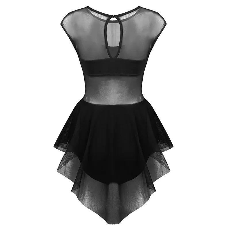 Балетная танцевальная одежда с вырезом без рукавов спереди асимметричное Сетчатое женское балетное платье с леотаром гимнастическое трико одежда для выступлений