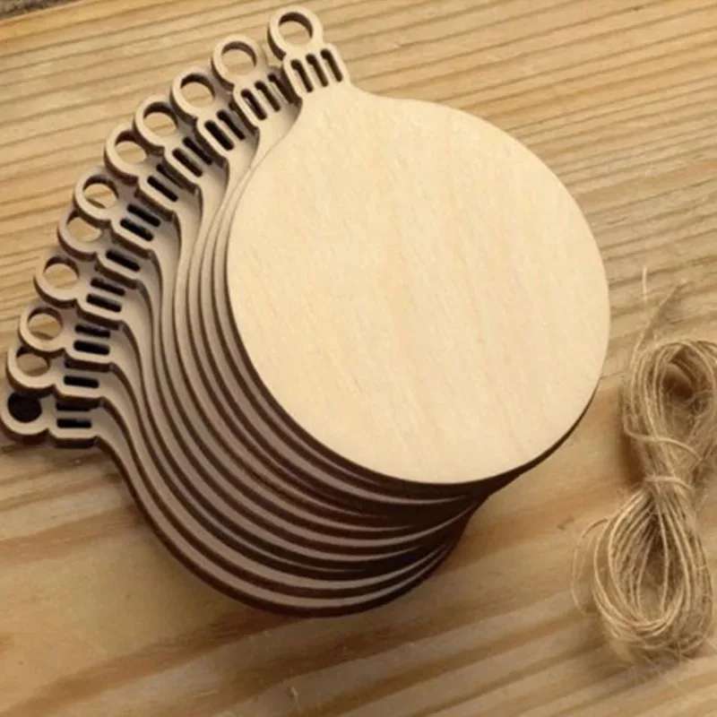 

wooden round bauble hanging christmas decoration