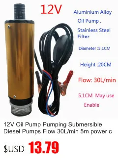 12V масляный насос перекачки погружные насосы для дизельного топлива Расходомер 30L/мин 5m шнур питания Электрический мини-поле автомобиля для водяной насос 12V