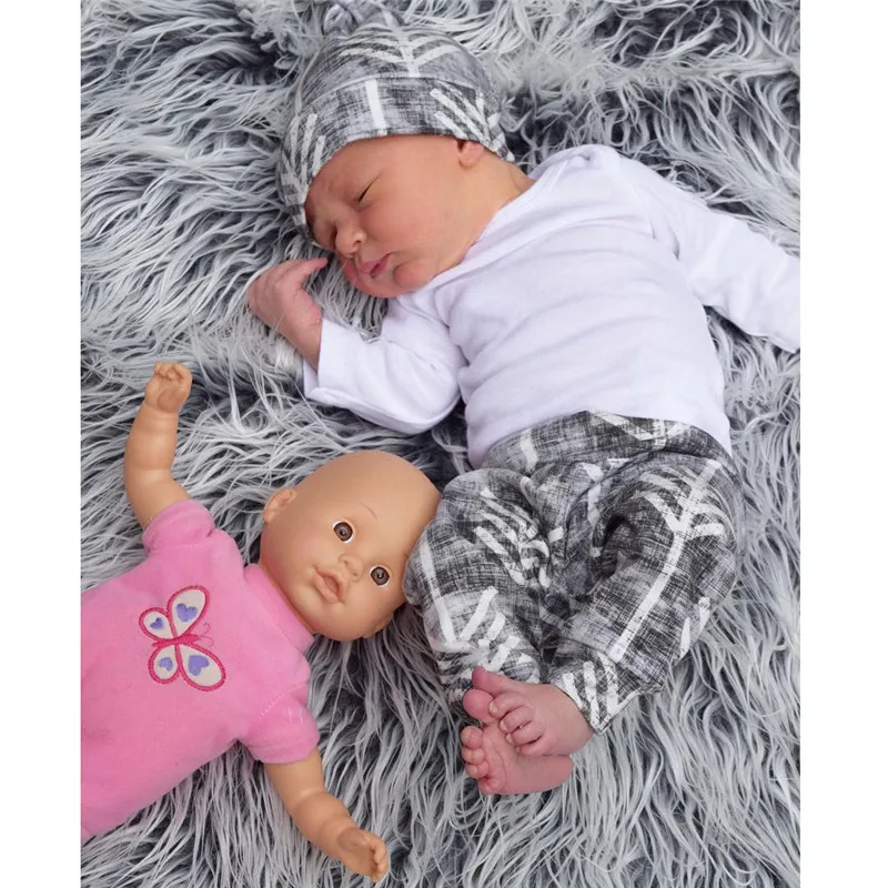 2020 Newly arrive Newborn Baby Boy Clothes Long Sleeve Cotton T-shirt Tops +Pant+hat 3PCS Outfit Toddler baby girl Clothing Set | Детская