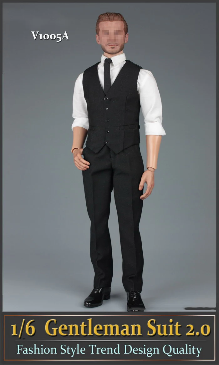 

1/6 black men gentleman suit clothing clothes set fit for 12" male young boy action figure accessories