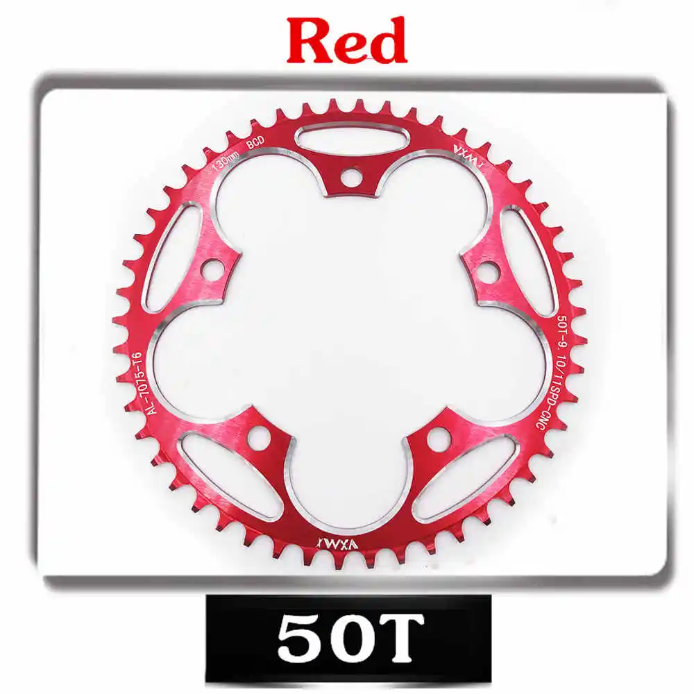 50T Red VXM круглая узкая широкая цепь дорожный велосипед 130BCD 50T 52T 54T56T 58T 60T шатун зубная пластина части 130 BCD - Цвет: 50T Red