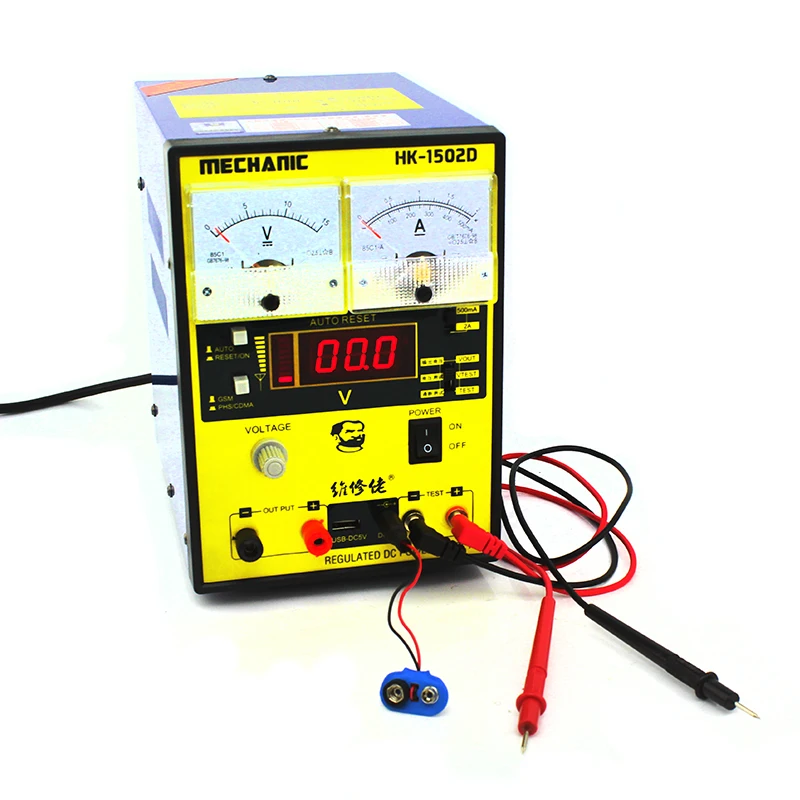 Fonte de Alimentação de Comutação Fonte de Alimentação Mecânico Duplo Ponteiro Ajustável Digital dc Laboratório Teste Hk-1502d 15v 2a