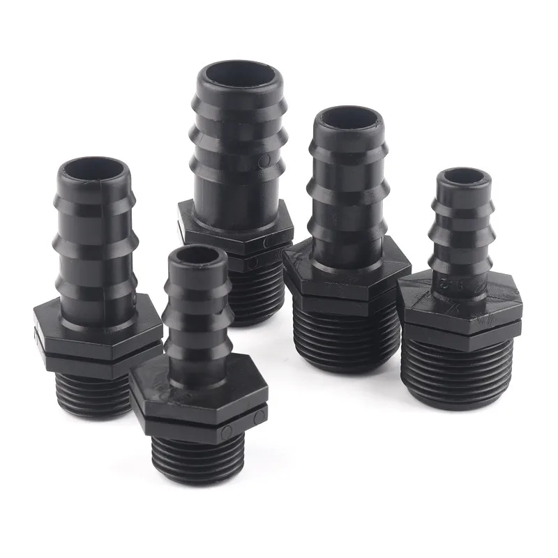

5pcs 1/2" 3/4" Male Thread PE Pipe Connector Irrigation Hose Connectors Irrigation Pipe Threaded Straight Connector Adapter