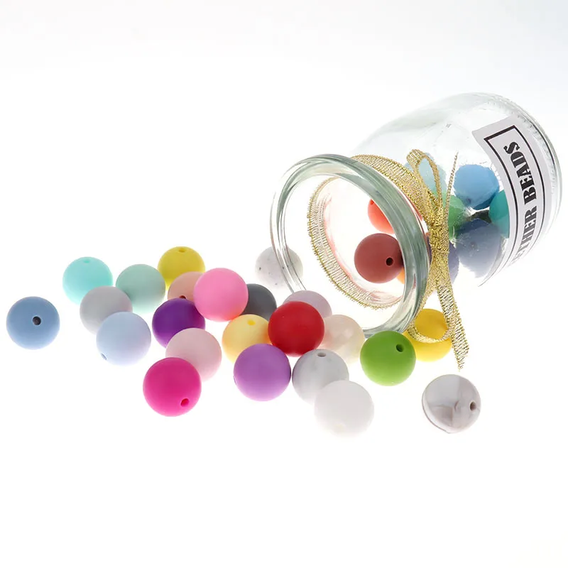 

Bpa Free, 100 шт., 15 мм, круглые силиконовые бусины, ожерелье с прорезывателем для прорезывания зубов, браслет для кормления, индивидуальные подар...