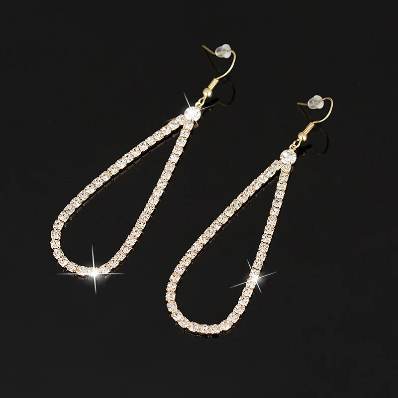 

YFJEWE, Модные Изящные женские ювелирные изделия, заполненные кристаллами, длинные висячие серьги для женщин, подарок на вечерние # E175