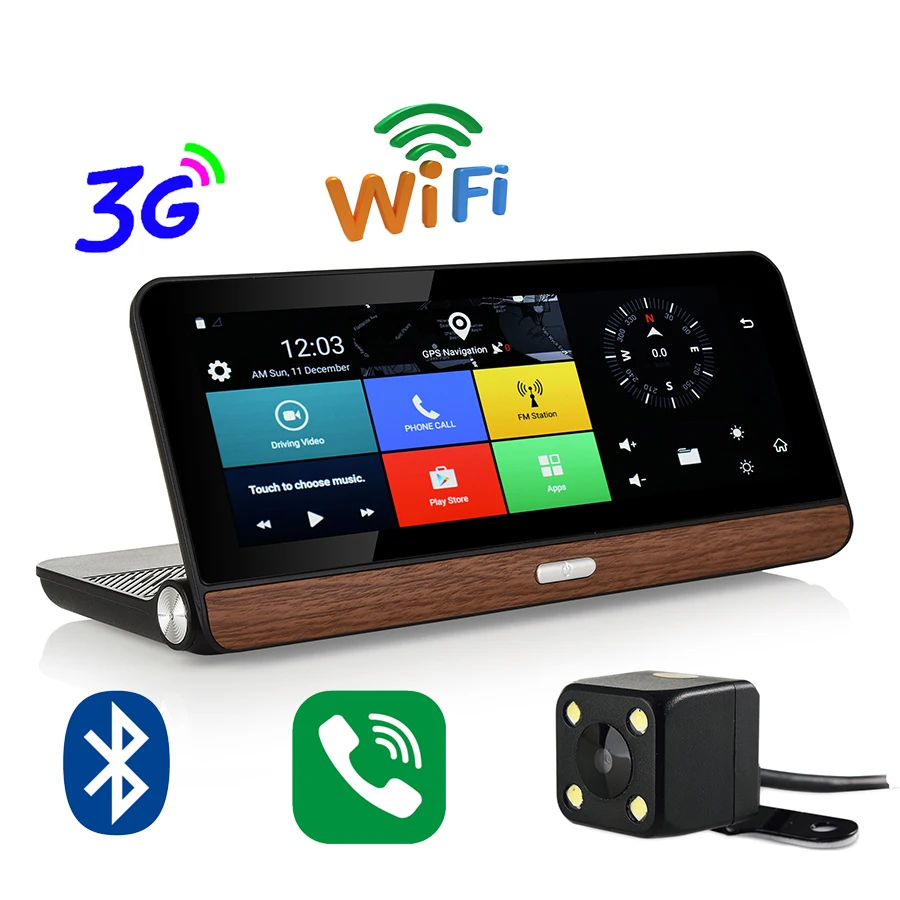Udricare 8 дюймов 3g sim карта Android gps на приборной панели навигация WiFi Bluetooth телефон DVR 1080