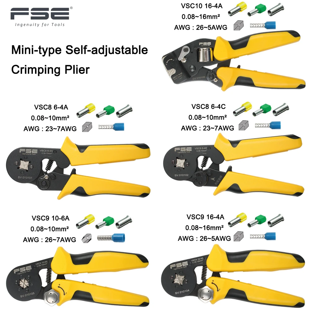 VSC8 6-4A VSC9 10-6A VSC10 16-4A 0,08-10MM2 AWG 23-7 Crimpping плоскогубцы Crimpper для трубки обжимной терминал Ручной инструмент