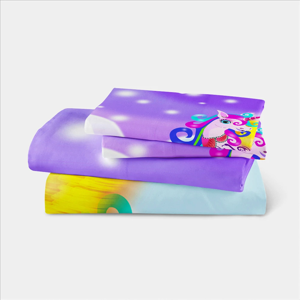 

3D Unicorn Bedding Set for Kids Rainbow Color Duvet Cover Girl Princess Cartoon Bedding Cover Twin Full Queen King Bedclothes 40