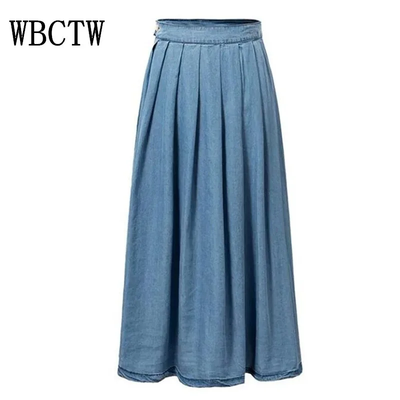 Лето 2019 г. джинсовые юбки для женщин модные однотонные высокая Талия Длинные