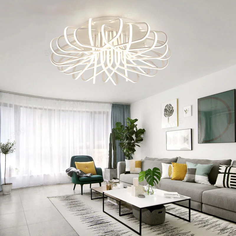 Modern Bird Nest Wrought Iron Aluminium LED Interior Lighting Ceiling Lamps Home Decoration Remote Surface Mounted Lamp | Освещение